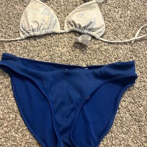 Gilly Hicks Blue and Cream Bikini Set